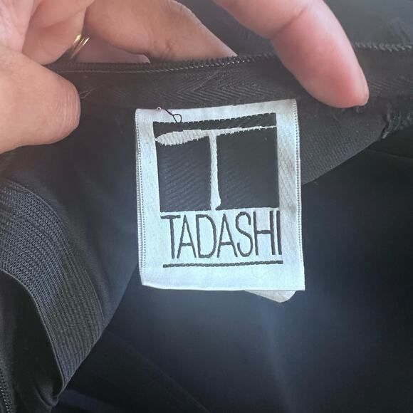 Tadashi 100% Silk Black Strapless Tiered Layered Evening Gown Maxi Dress Size 12 - Picture 7 of 8